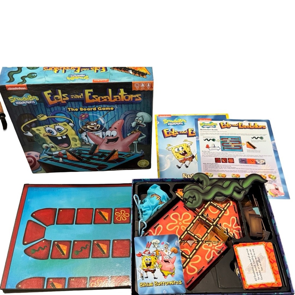 SpongeBob SquarePants Eels and Escalators Board Game Nickelodeon Complete Set
